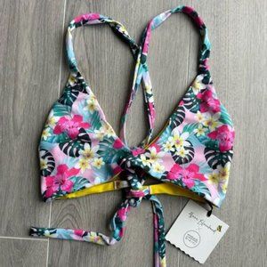 MOANA Bikini x Alana Blanchard, Tropical Reversible Bikini Top - L